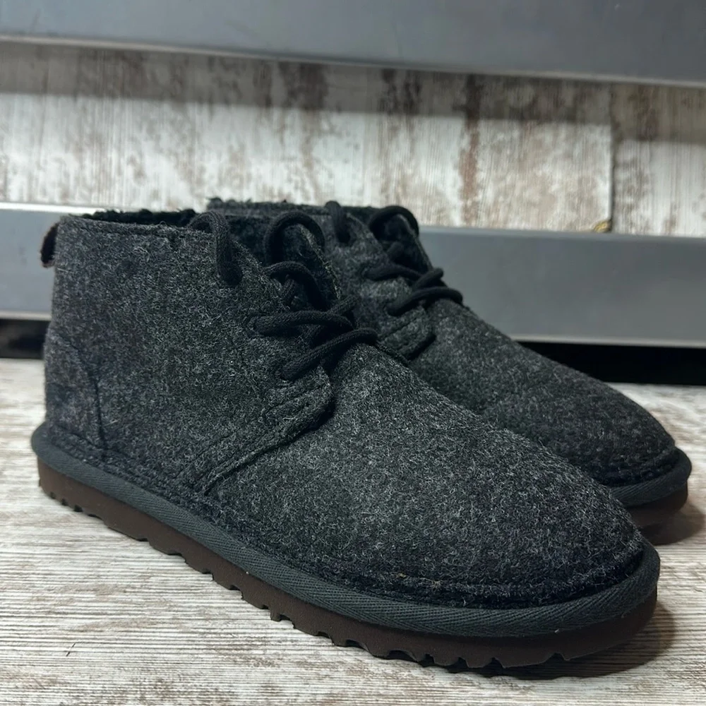 UGG Refelt Neumel Ankle Boots Women’s Size 6 Charcoal Gray Wool Lace Up